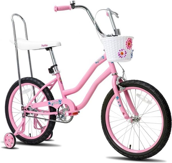 JOYSTAR 20 Inch Girls Bike with Training Wheels, Banana Seat Bike